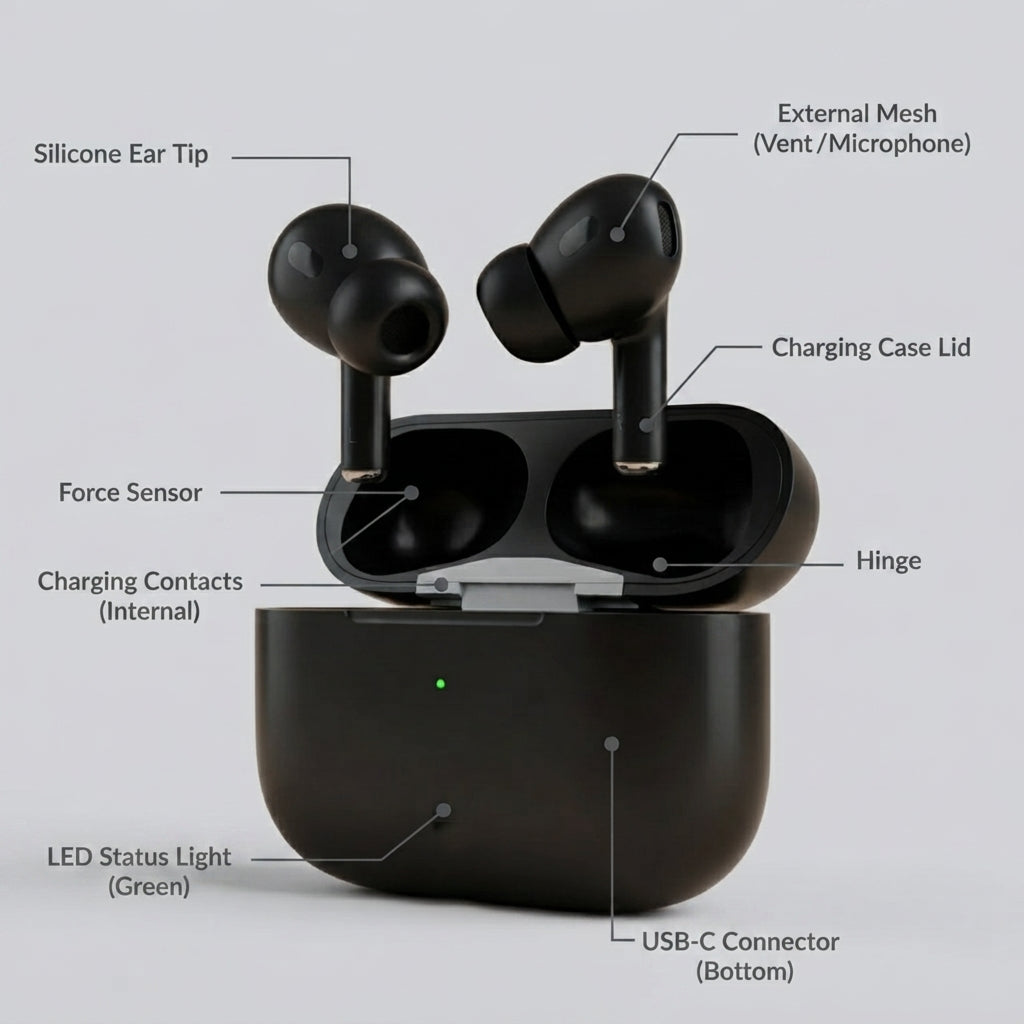 Zantronic Pro Wireless Earbuds (Matte Black) – Touch Control, ENC Mic, Fast Charging Case