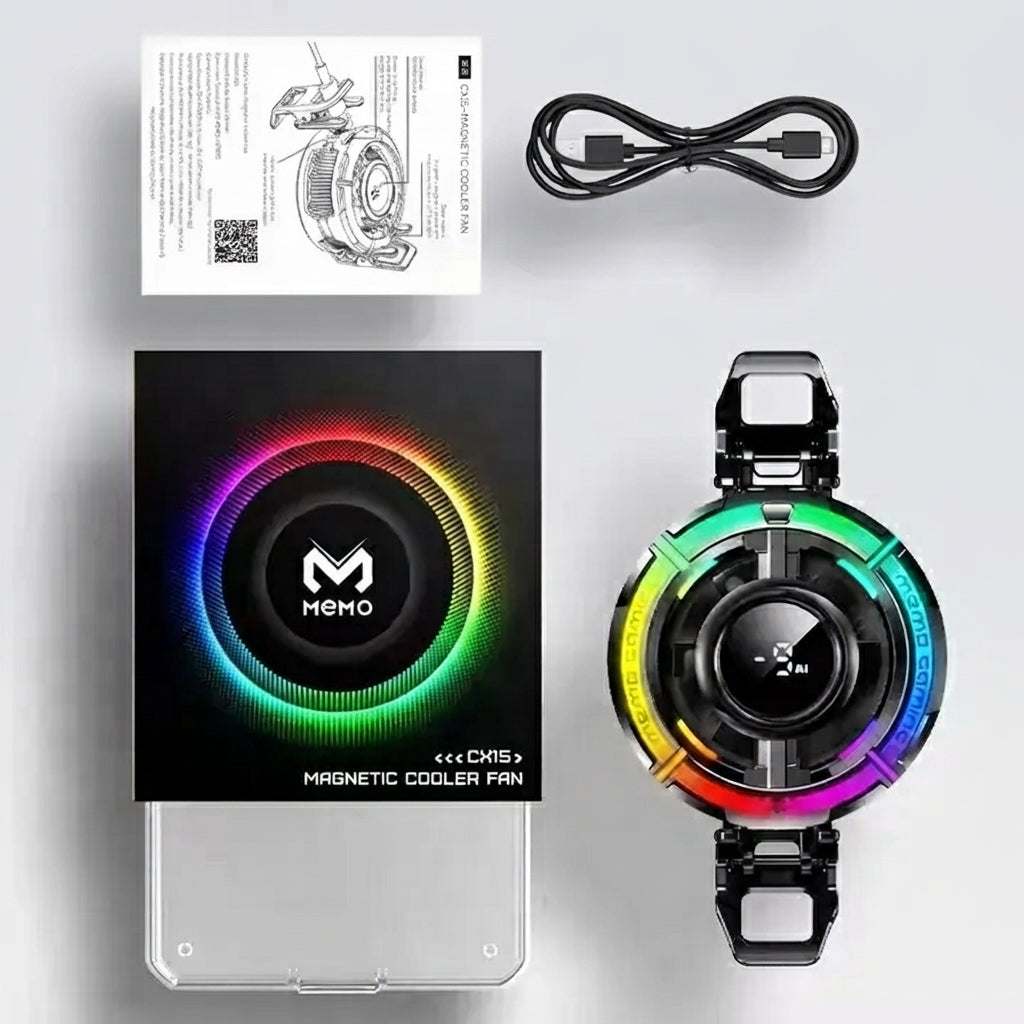 MEMO CX15 Magnetic RGB Phone Cooler – AI Auto-Cooling with Digital Display